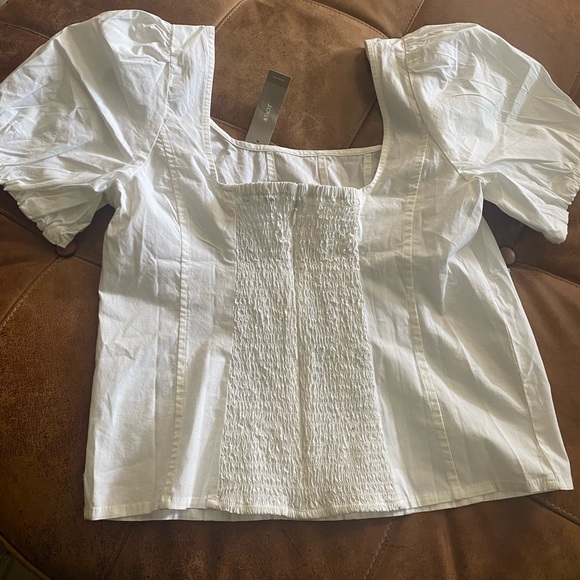 J.Crew Puff-sleeve squareneck top in cotton poplin - Picture 3 of 8